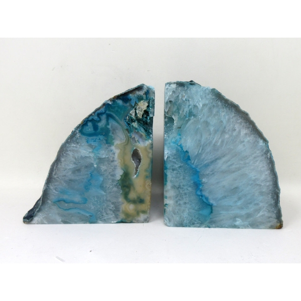 Blue Brazilian Crystal Agate Bookend Set