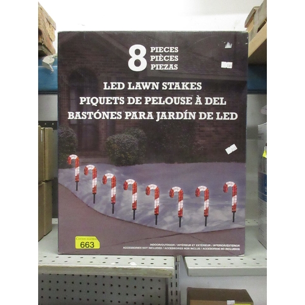 Set of 8 Candy Cane LED Lawn Stakes