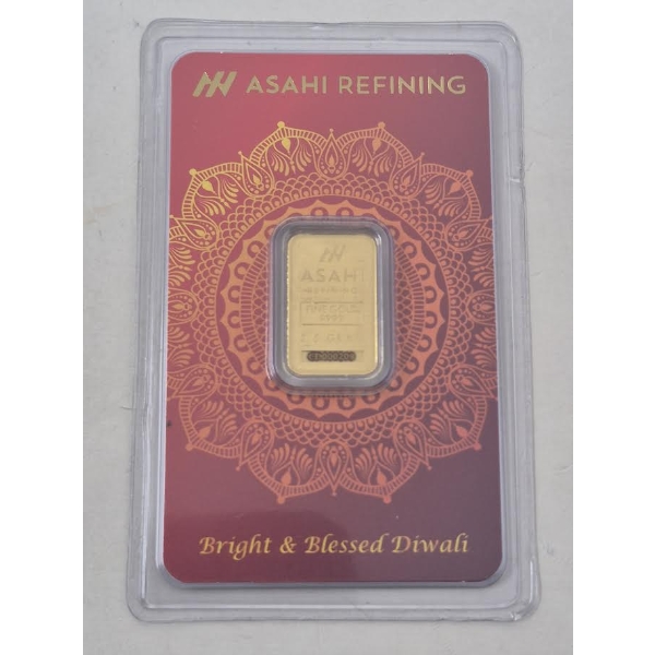 2.5 Gram .9999 Fine Gold Asahi Refining Diwali Bar