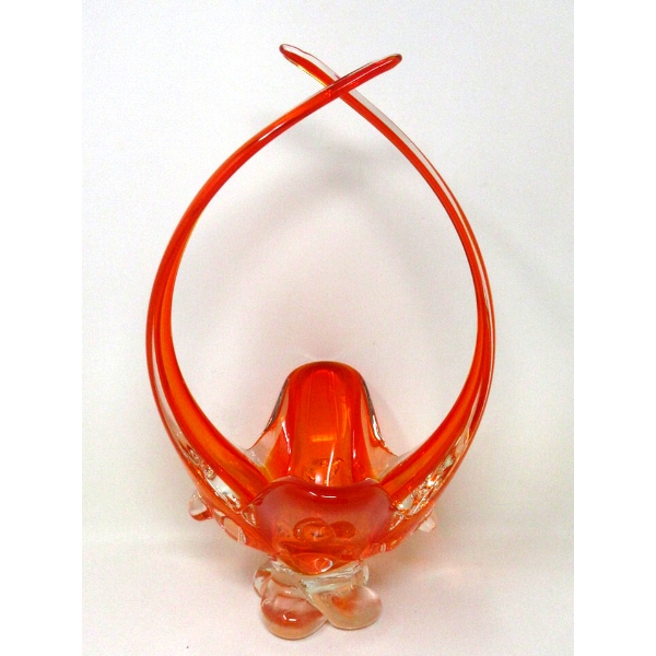 Mid-Century Orange to Clear Art Glass Centerpiece