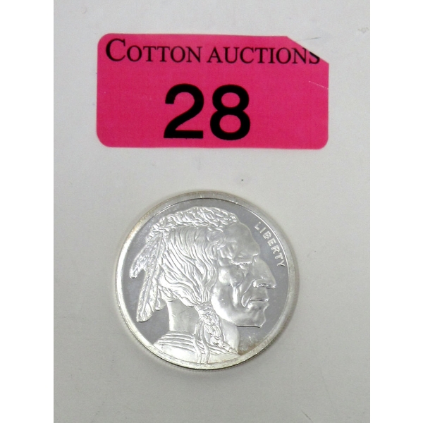 1 Oz .999 Silver Indigenous/Buffalo Round 