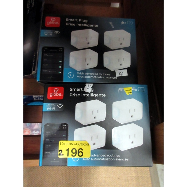 2 Sets of 4 Globe Smart WiFi Plugs