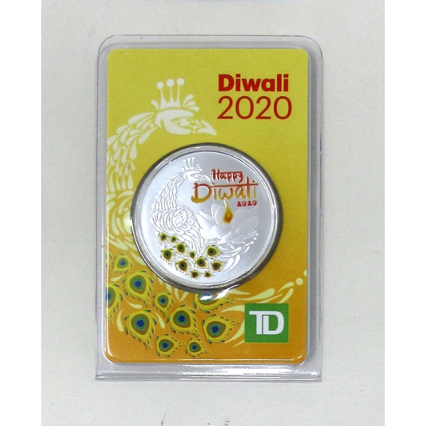 1 Oz .9999 Silver 2020 Colourized Diwali Round 