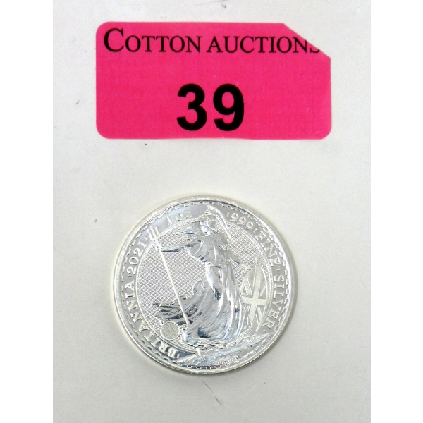 1 Oz .999 Silver 2021 Britannia Coin 