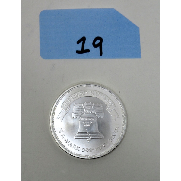 1 Oz .999 Silver Liberty Bell/Eagle Round 