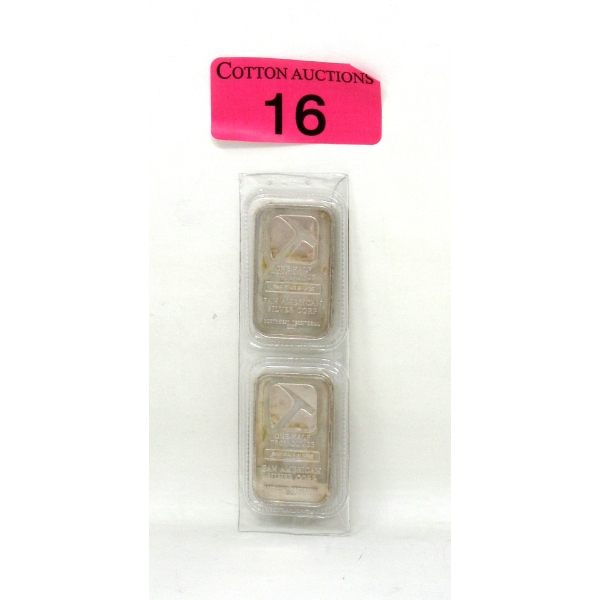 Uncut 2 x 1/2 Oz .999 Silver Pan American Bars 