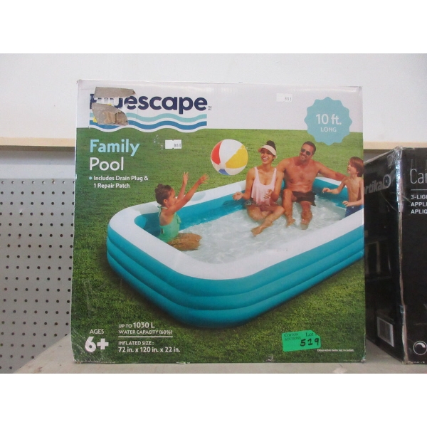 10' Long Inflatable Family Pool - 1030 L