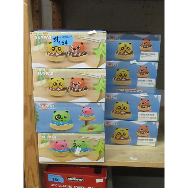 34 New Sets of 2 Pull-Back Panda Donut Toys