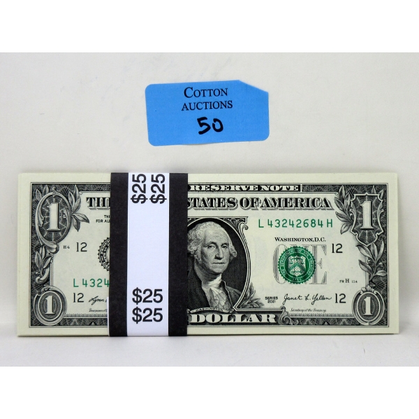 25 x $1 USD Uncirculated Sequential Numbered Bundle 