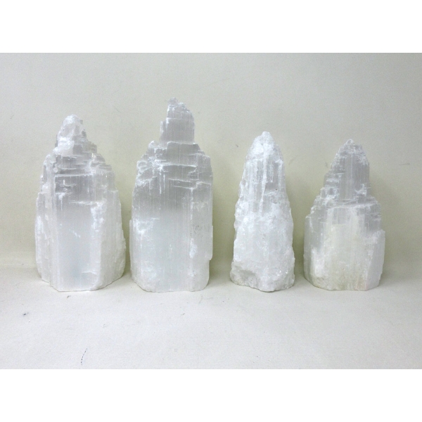 4 Selenite Healing Towers - Tallest is 7"