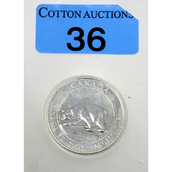 1 1/2 Oz .9999 Silver 2013 Polar Bear Canada Coin 