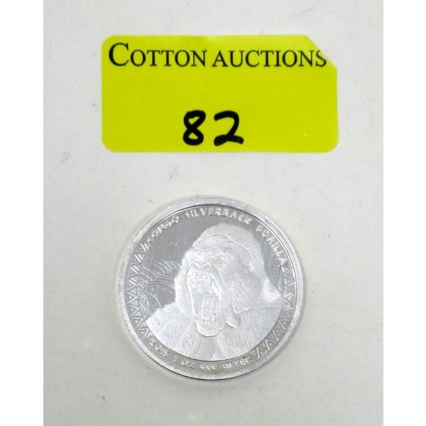 1 Oz .999 Silver Silverback Gorilla Coin 