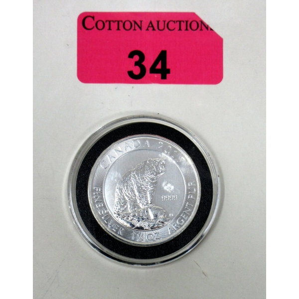 1.5 Oz .9999 Silver 2017 Grizzly Bear Coin 