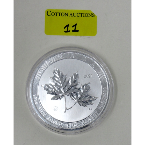 10 Oz .9999 Silver 2021 Canada Maple Leaves Coin 