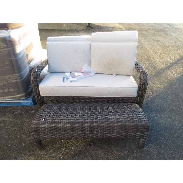 58" Patio Loveseat and Angled Foot Stool