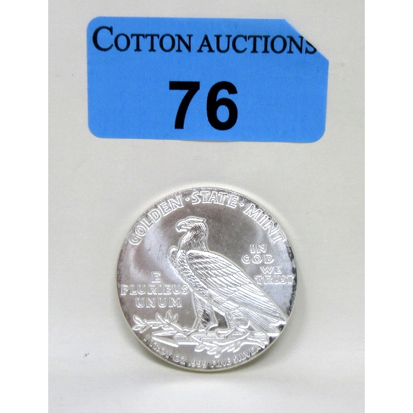 1 Oz .999 Silver Liberty/Eagle Golden State Mint Round 