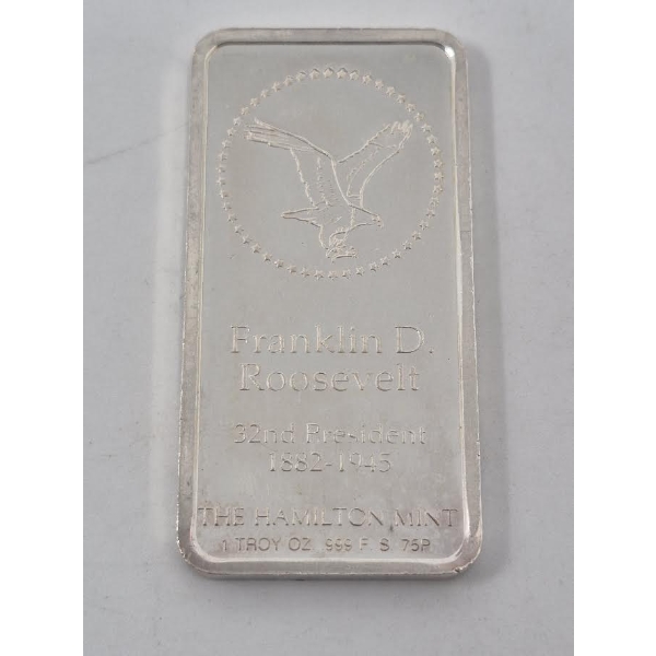 1 Oz .999 Silver Franklin D. Roosevelt Bar