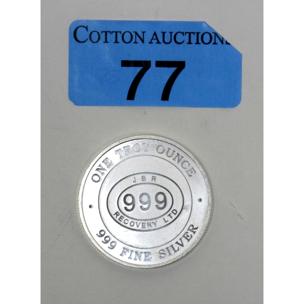 1 Oz .999 Silver JBR Ethically Sourced Round 