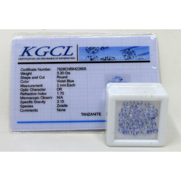 3.2 CTW Round-Shape Tanzanite Gemstones 