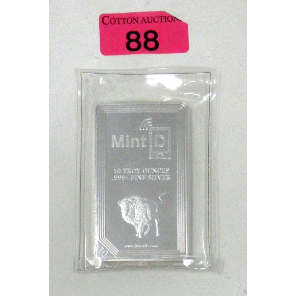 10 Oz .999+ Silver Mint ID Bar 