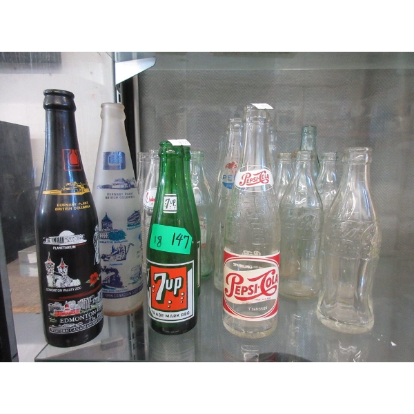 18 Assorted Vintage Glass Pop Bottles
