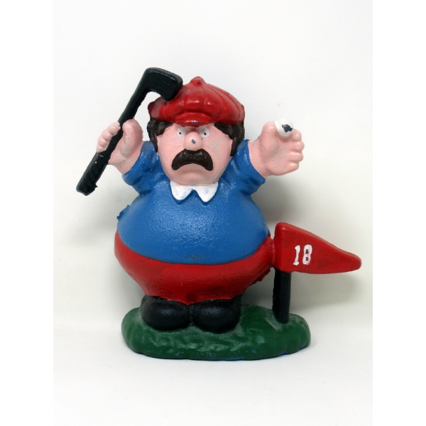 Cast Iron "Golfer on the 18th Hole" Door Stop - 7" Tall