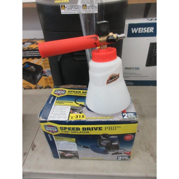 Monkey Grip Tire Inflator & Armor All Foam Cannon