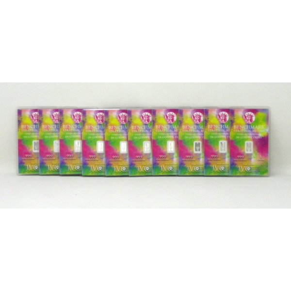 10 x 1 Grain .999 Silver Certified Bars 