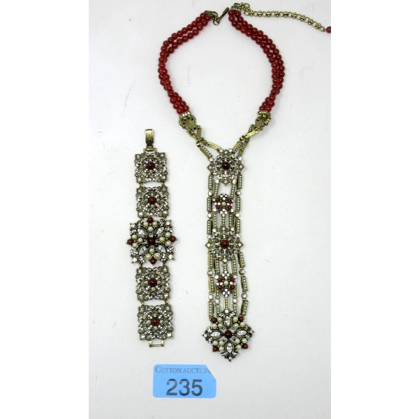 Heidi Daus Carnelian, Crystal & Faux Pearl Jewelry Set
