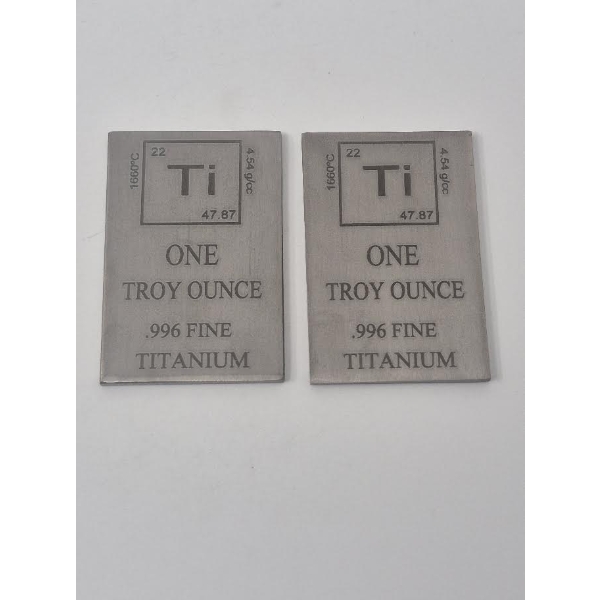 2 x 1 Oz .996 Fine Titanium Bars