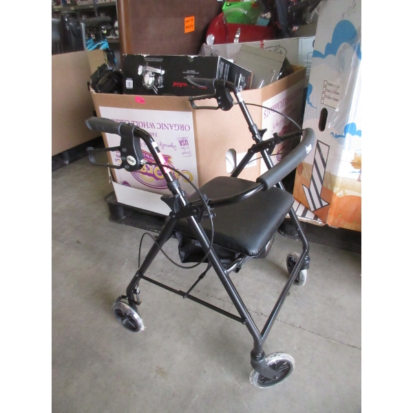 New Drive 4-Wheel Walker with Seat - Black