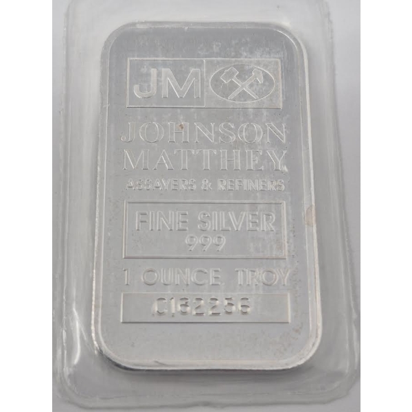 1 Oz .999 Silver Johnson Matthey Bar