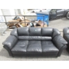 Image 2 : Black Leather 77" Sofa & 2 Arms Chairs