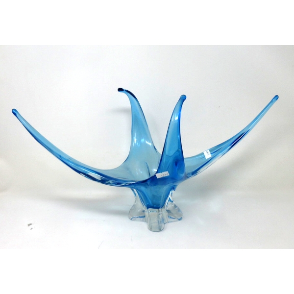 Vintage Blue Chalet Glass Centerpiece
