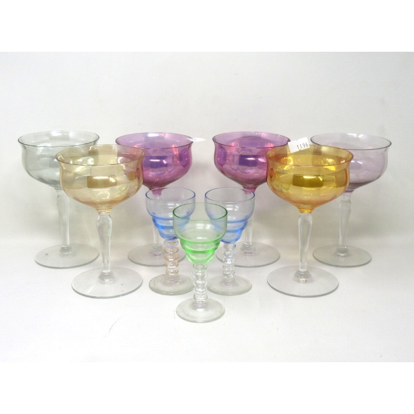 9 Vintage Iridescent Glasses 