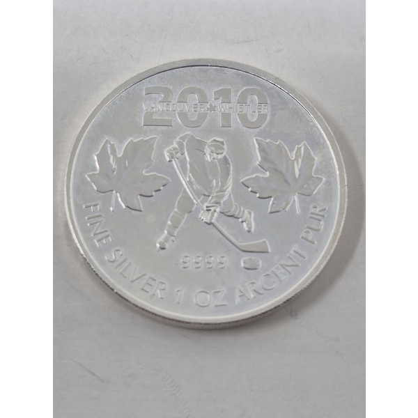 1 Oz .9999 Silver 2010 Vancouver/Whistler HOCKEY Coin 