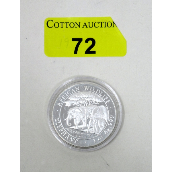 1 Oz .999 Silver 2013 African Wildlife Elephant Coin 