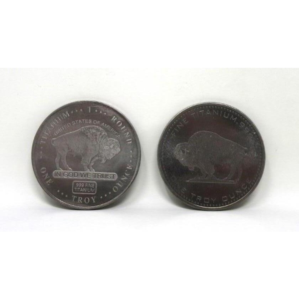 2 x 1 Oz .999 Fine Titanium Buffalo Rounds