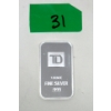 Image 1 : 1 Oz .999 Silver TD Bank Investor Bar 
