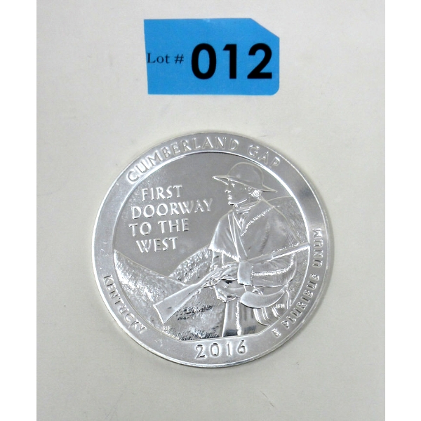 5 Oz .999 Silver 2016 Cumberland Gap Coin 