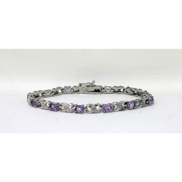 6+ CTW Amethyst & Diamond Tennis Bracelet 