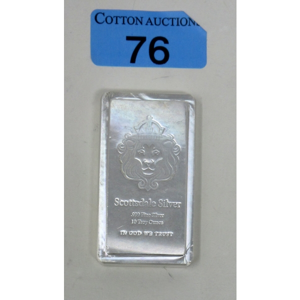 10 Oz .999 Silver Scottsdale Mint Stackable Bar 