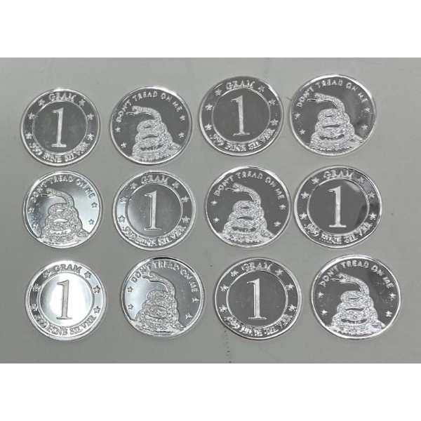 12 x 1 Gram .999 Silver Rounds 