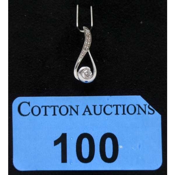 Estate 14KT White Gold Diamond Pendant