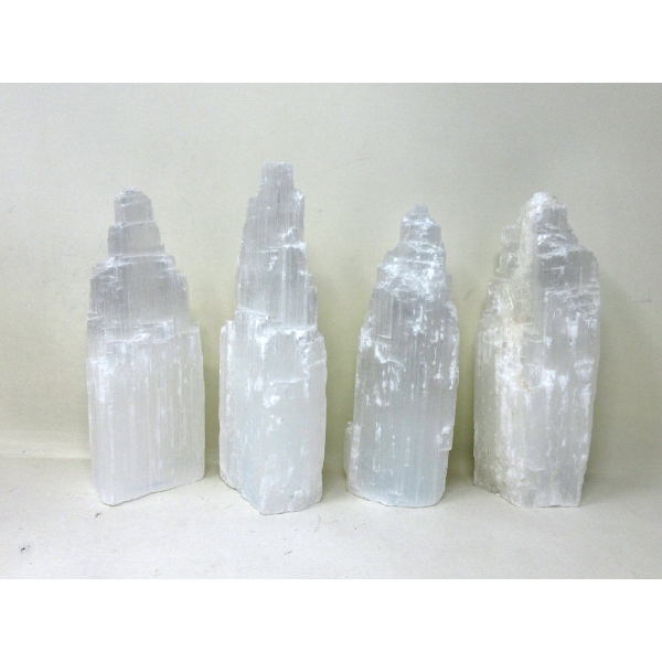 4 Selenite Healing Towers - Tallest is 7"