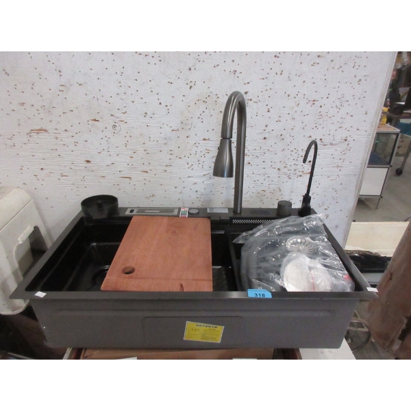 Stainless Steel Double Bowl Sink - Pull Down Faucet
