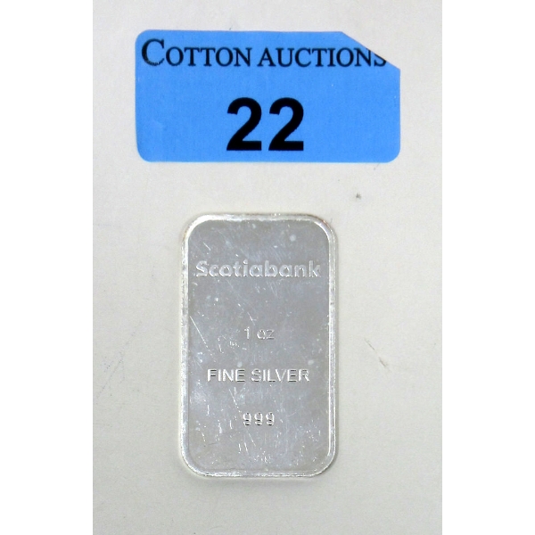 1 Oz .999 Silver Scotiabank Investor Bar 