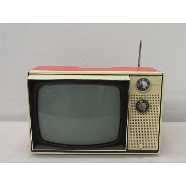 1970s  Zenith TV Red and Cream Solid State TV
