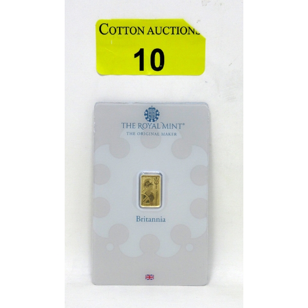 1 Gram .9999 Fine Gold Britannia Bar 