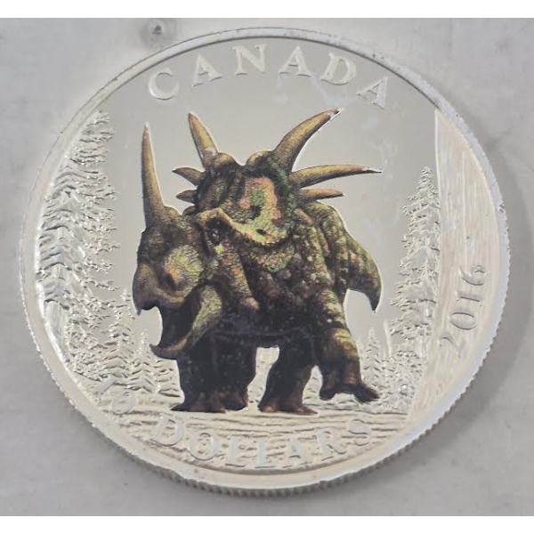 1/2 Oz .9999 Silver 2016 Colorized Dinosaur Coin 